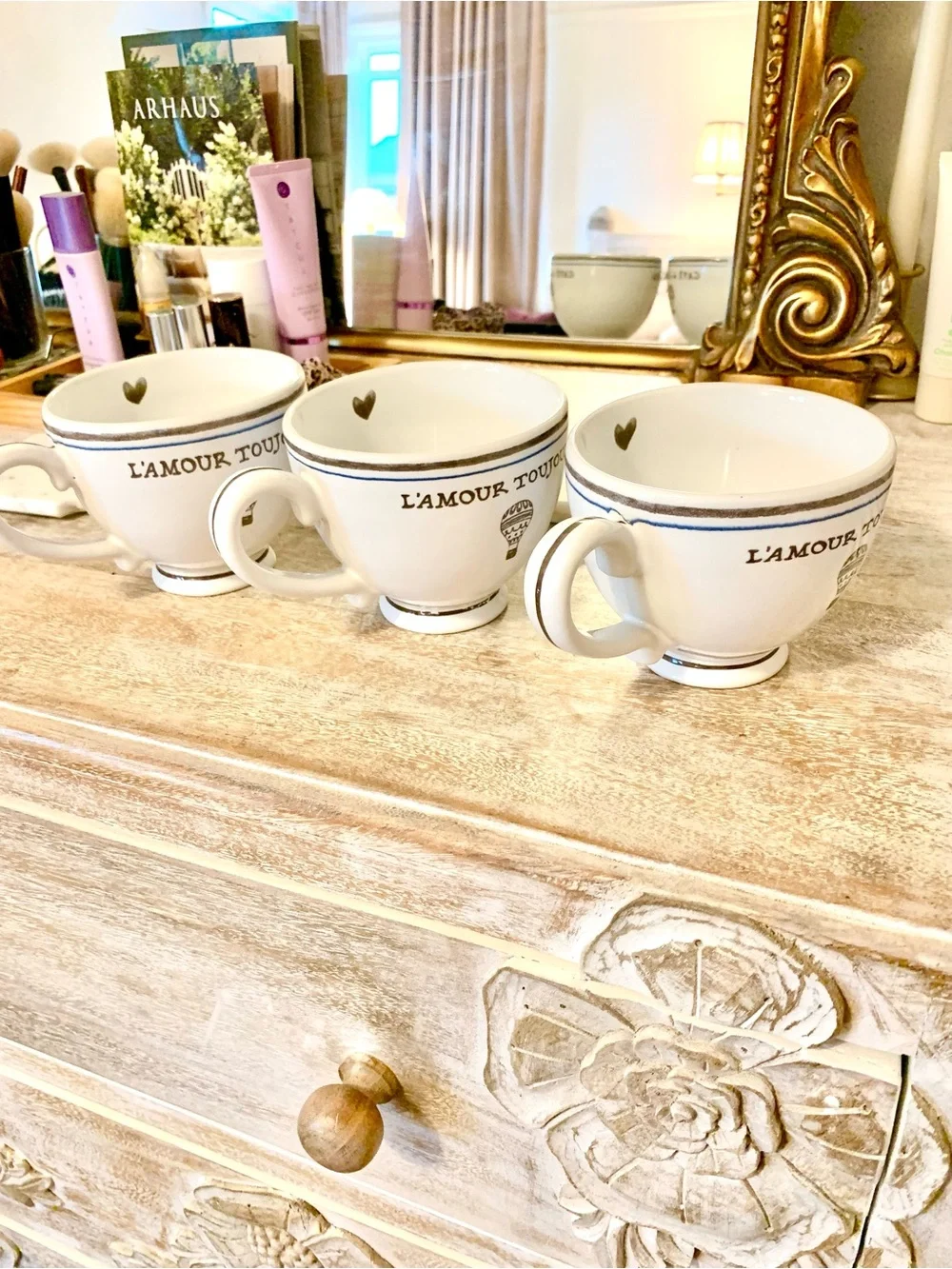 NEW Juliska L'amour Toujours Breakfast Cup - set of 3